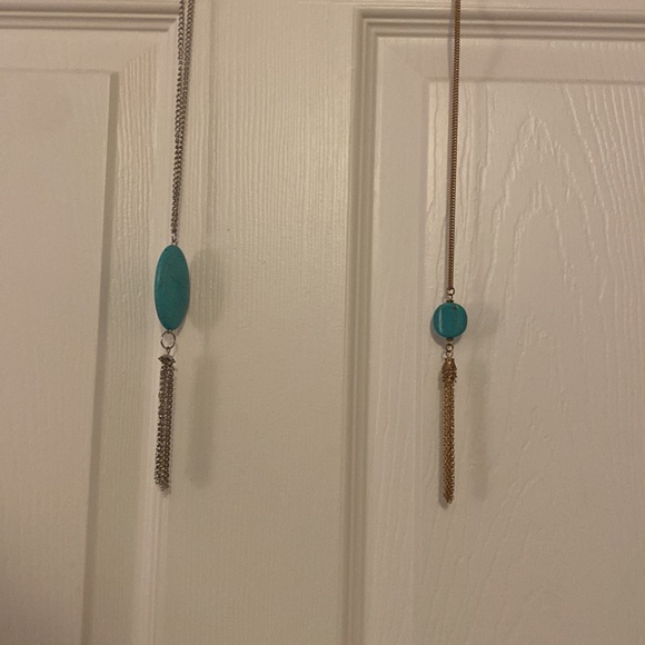 2 Turquoise Necklaces - one Silver, one Gold with Tassels - Picture 5 of 5